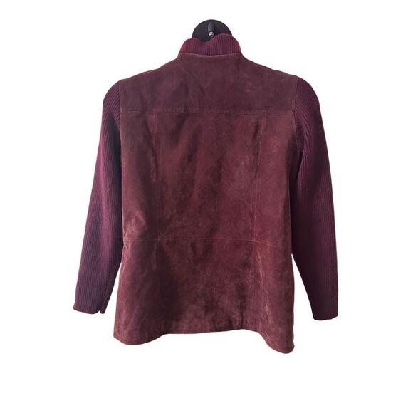 JG Hook Women's Dark Burgundy High Neck Suede Full Zip Jacket Size 14W - Picture 2 of 9